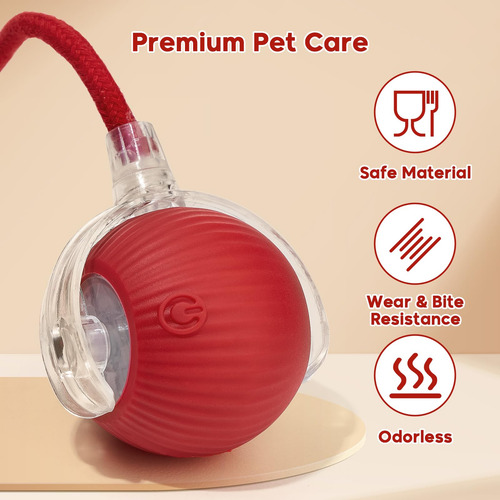 Bola Rodante Automática Inteligente Para Perros Y Gatos Rojo