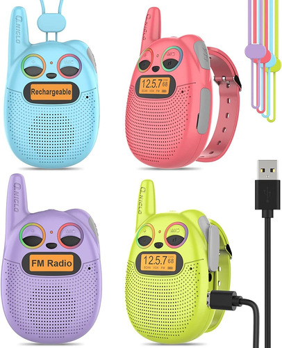 Qniglo Walkie Talkies Para Niños, Paquete De 4 Juguetes Para