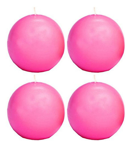 Velas De Bola, 1.5 Pulgadas, Rosa, Caja De 4