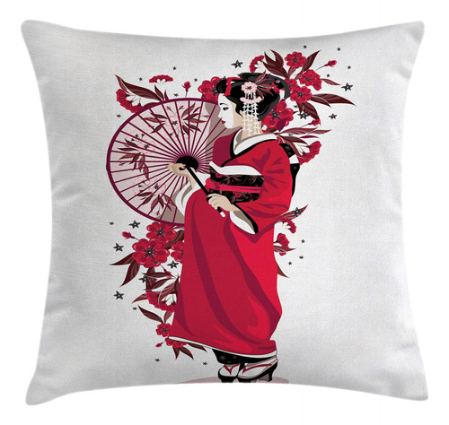 Ambesonne Funda De Cojin Japonesa, Kimono Con Flores Y Parag