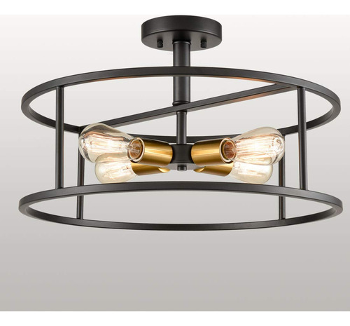 Eul Industrial Semi Flush Mount Lampara Techo 4-light Metal