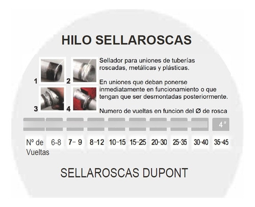 Hilo Teflon Sellador De Caños Dupont Agua/gas 50mt