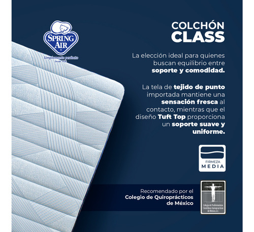 Colchón King Size Class Spring Air Tecnología Comfort Flex | Reduce Transferencia Movimiento Y Adapta A Tu Cuerpo | Confort Medio | Altura 30