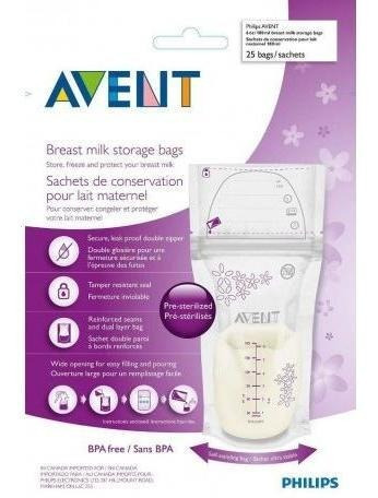 Imagen 2 de 4 de Bolsas De Almacenamiento Para Leche Materna Avent 25 Unidad
