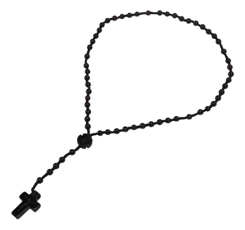 Collar Con Forma De Rosario De Obsidiana, Color Negro, Pulid