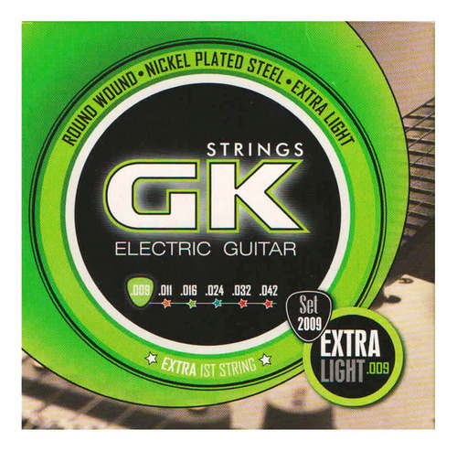 Cuerdas Guitarra Electica Gk 09 Encordado 2009 Nickel + 1ra