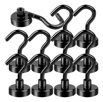 Comprar Gancho magnético de neodimio de 10 Uds., gancho magnético de tierras raras de 16MM, fuerza de tracción de 8kg, gancho magnético de neodimio negro, ventosa magnética