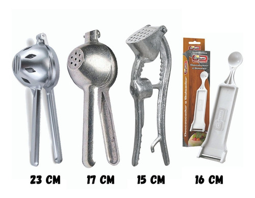 Imagem 2 de 6 de Kit Espremedor Aço Fundido Laranja Limão Alho + Brinde