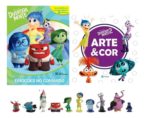 Kit De Livros Disney 2 Vol: Divertidamente Emoções No Comando (10 Miniaturas) + Divertidamente 2 - Arte & Cor