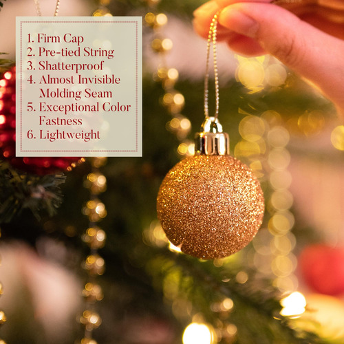 Esferas Navideñas Inastillables 24 Piezas 40 Mm Decoración Á