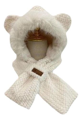 Bufanda Con Capucha De Felpa Con Orejas, Conjunto De Gorro Y