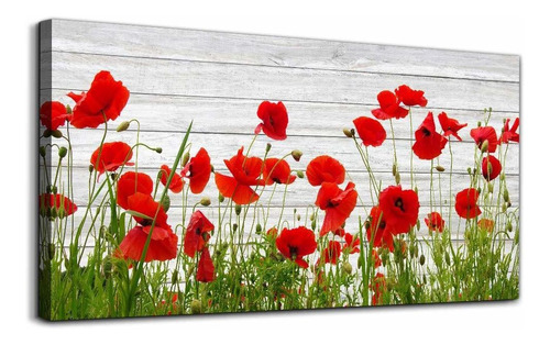 Hyidecor Art Arte De Pared Flores Rojas Pinturas Dormit...