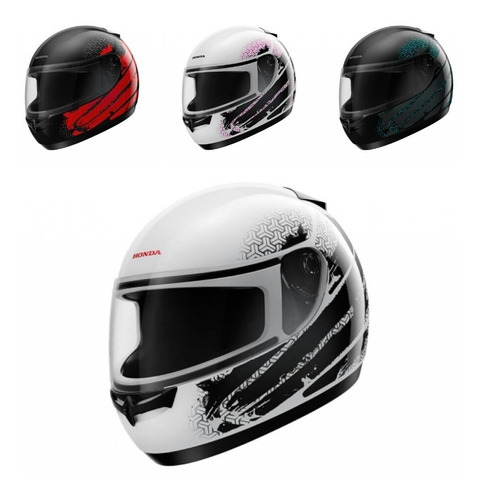 Capacete Moto Honda Hfs Fechado - Diversas Cores Cor Preto/Vermelho Tamanho do capacete 56