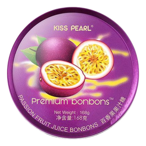 Caramelos Sabor Maracuyá X168gr Kiss Pearl Premium Lata