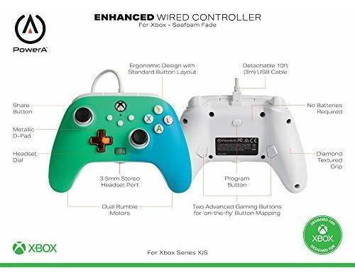 Imagen 2 de 9 de Control Controlador Con Cable Powera Mejorado Para Xbox - S