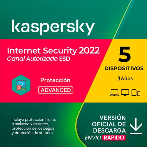 Imagen 1 de 4 de Kaspersky Internet Security 5 Dispositivos 3 Años