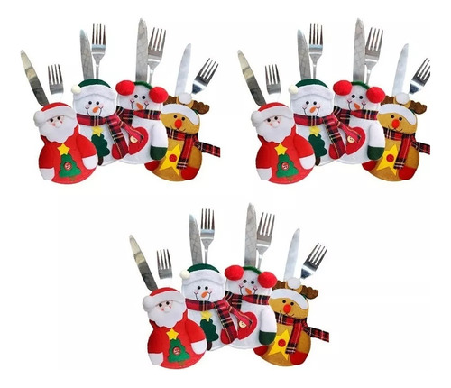 Juego De 12 Soportes Para Cubiertos Navideños, Adorno De Mes