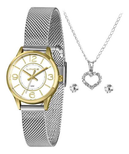 Relógio Lince Mini Prata E Dourado Feminino Lince Lrmh197l30a