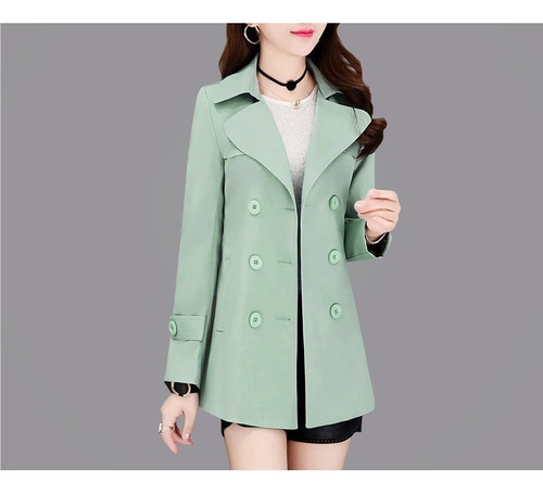 Abrigo Largo Mujer Gabardina Oversize De Doble Botonadura