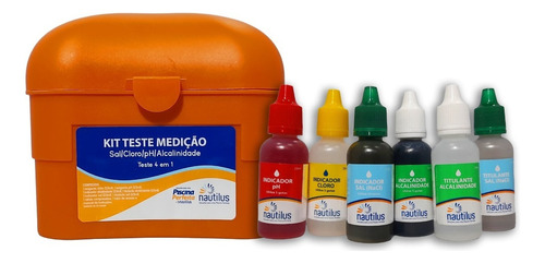 Kit Teste Medição Piscinas 4 Em 1 Sal Cloro Ph Alcalinidade