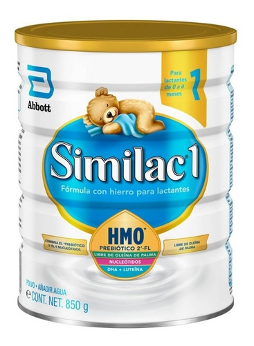 Leche de fórmula en polvo Abbott Similac 1 sabor neutro en lata de 1 de 850g - 0  a 6 meses