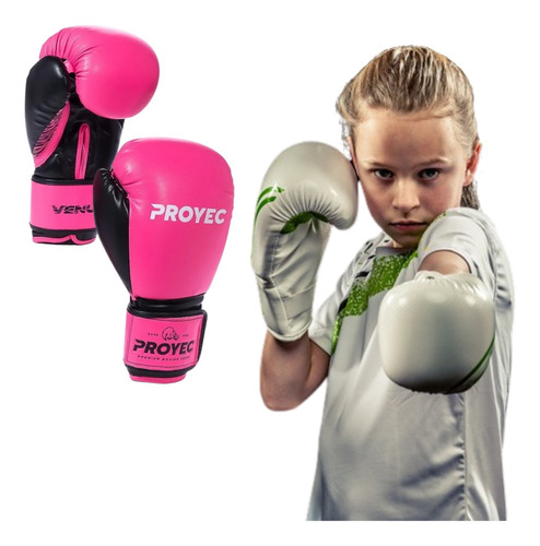 Guantes Boxeo Proyec Venus Rosa Femenino Box Muay Thai 