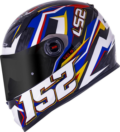 Capacete De Moto Masculino Ls2 Ff358 Veloxer Azul Branco 