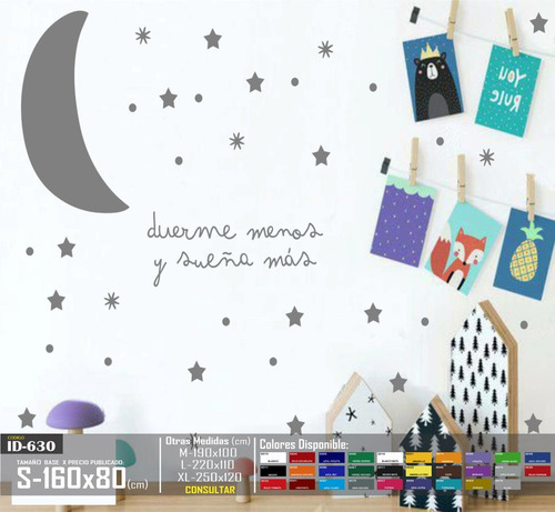 Vinilos Decorativos Nubes Y Estrellas Frases Duerme Menos