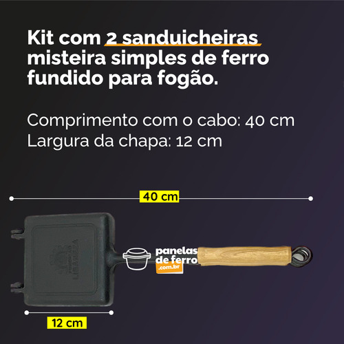 2 Sanduicheira Misteira De Ferro Fundido Fogão Misto Premium