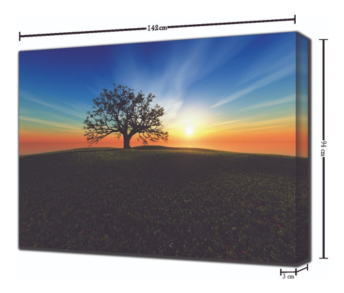 Cuadro Moderno Árbol Solitario Al Atardecer 94x142cm