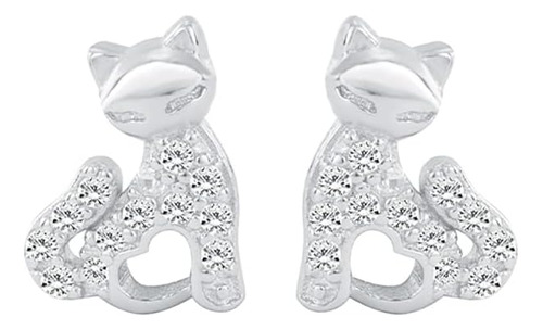 Dainty Cat Kitten Stud Pendientes De Plata De Ley 925 Cubic 