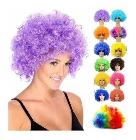 Peluca Afro Colores Fiesta Disfraz Party Halloween Cabello