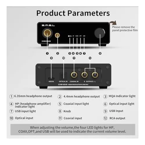 Smsl Ds100 Mqa Mqa-cd Dac Auriculares Amp Cschip 635 Mm Y