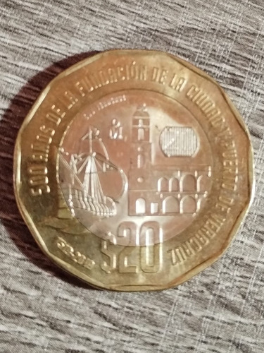 Moneda De 20 Pesos Fundación Puerto De Veracruz 