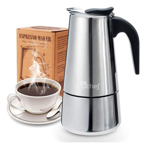 Cafetera Espresso Acero Inoxidable 300ml 6 Tazas Moka Pot