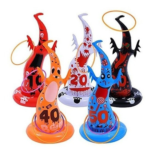 16pcs Halloween Inflables Ring Toss Games Halloween Wit...