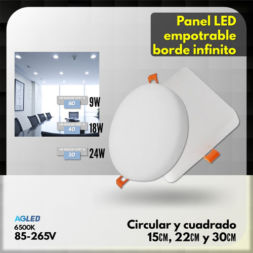 Panel Led Empotrable Circular 24w 6000k 85-265v 30cm Int