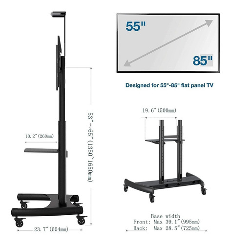 Imagen 6 de 7 de Soporte De Tv C/ruedas Pantallas De 55 A 85. Myshopuruguay!!