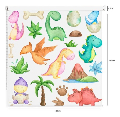 Cortina Enrollable Diseño Bebé Dino 1.20 X 1.40 Decorplas Color Blanco