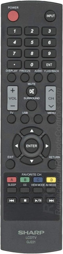 Control Tv Televisor Sharp Gj221 Mando A Distancia Original 