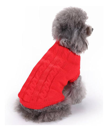 Comodo Suéter Para Perro Grande Rojo De Punto Para Invierno