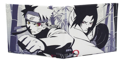 Cartera Naruto Y Sasuke Pelea Blanco Y Negro - Naruto Anime