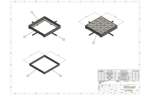 Tapa Camara Ch. Antideslizante 20 X 20cm Galvanizada Ed-tp200g