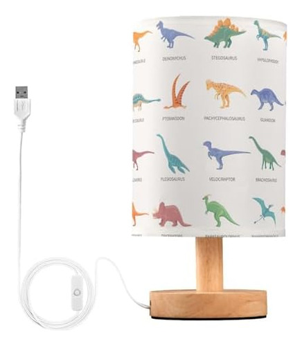 Lámpara De Mesa De Noche Con Diseño De Dinosaurio En Blanco