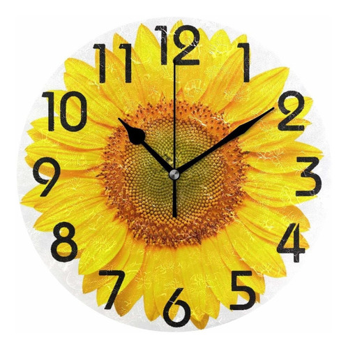 Zzwwr Reloj De Pared Redondo Con Estampado De Girasol Grande