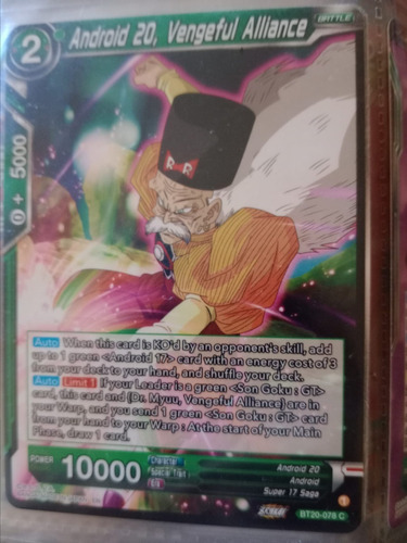 Android 20, Vengeful Alliance Carta Bandai Dragon Ball