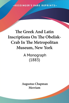 Libro The Greek And Latin Inscriptions On The Obelisk-cra...