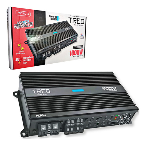 Amplificador Treo Micro4 1600w Max 4 Canales Clase D