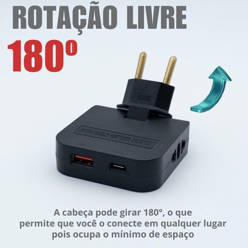Benjamin Articulado Adaptador De Tomada Universal 10a Com 2 Entradas 110v/220v Com Usb Tipo C E Usb Carregamento Celular Mk3 Parts