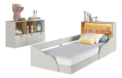 Quarto Infantil Completo Cômoda E Cama Montessoriana Lille Cj082 Arenas Art In Móveis